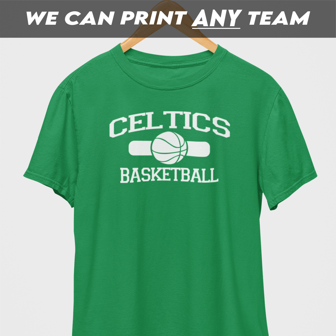 Celtics Basketball White Print T-Shirt