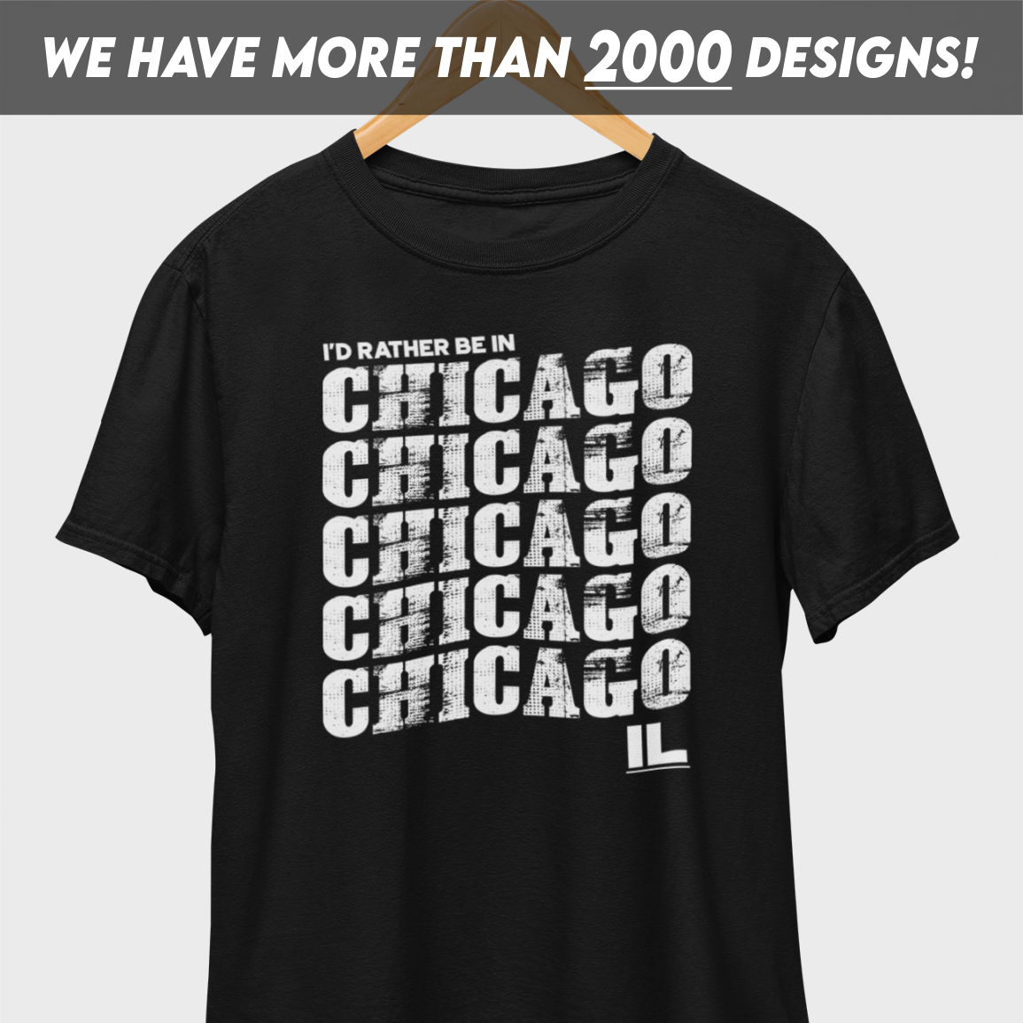 I'd Rather Be Chicago Illinois White Print T-Shirt