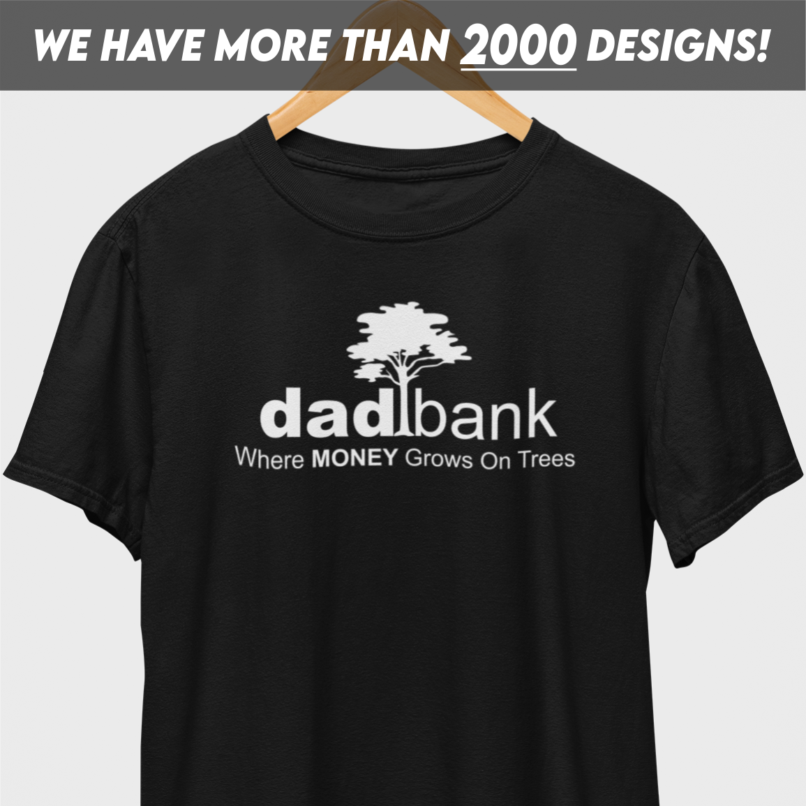 Dad Bank Money Grows On Trees White Print T-Shirt