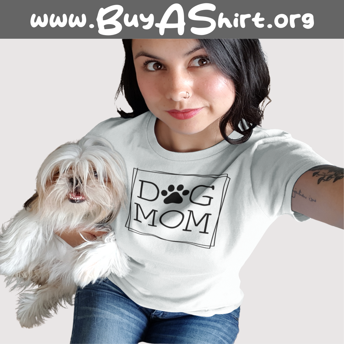Dog Mom Black Print T-Shirt