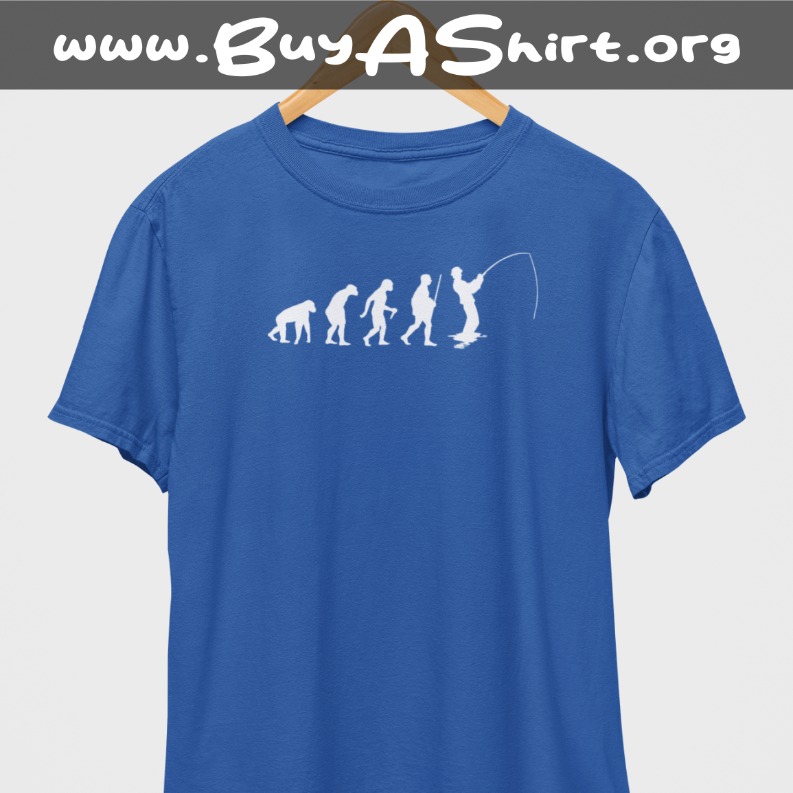 Evolution Of Fishing White Print T-Shirt