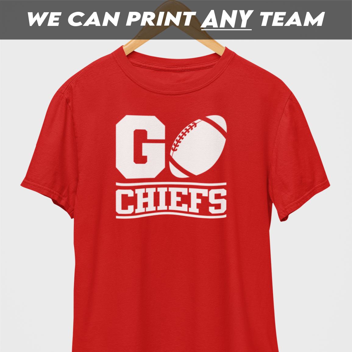 Go Chiefs Football White Print T-Shirt