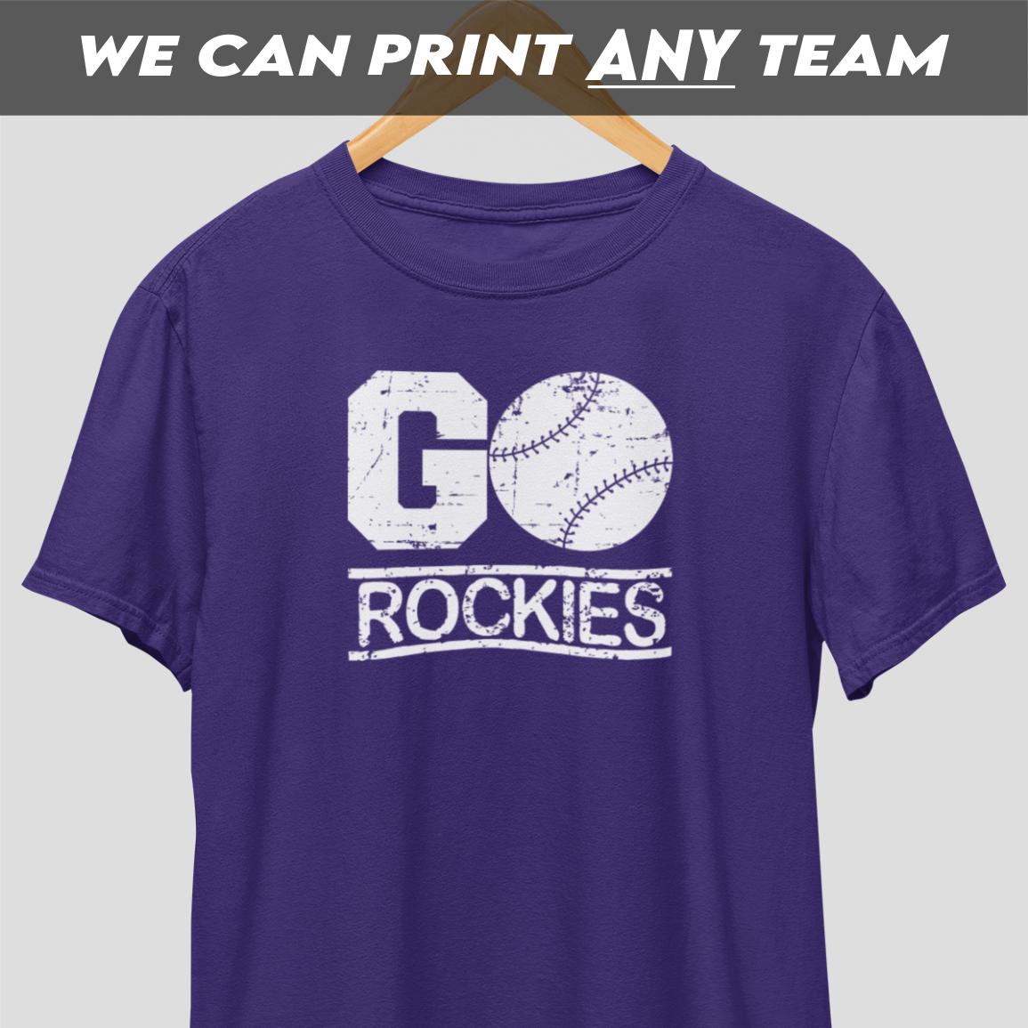 Go Rockies White Print T-Shirt