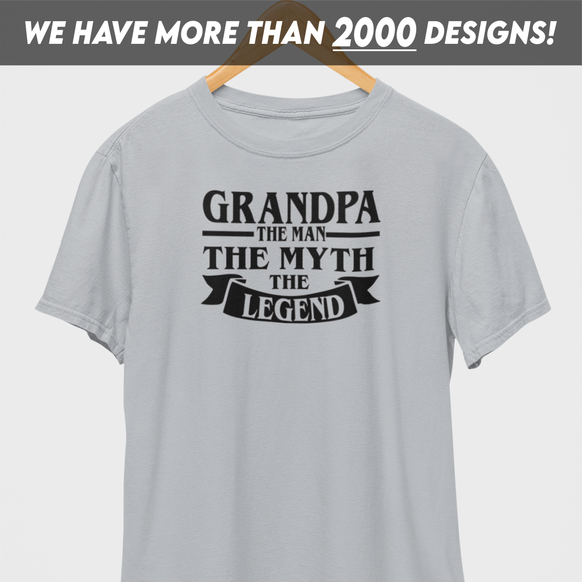 Grandpa The Man Legend Black Print T-Shirt
