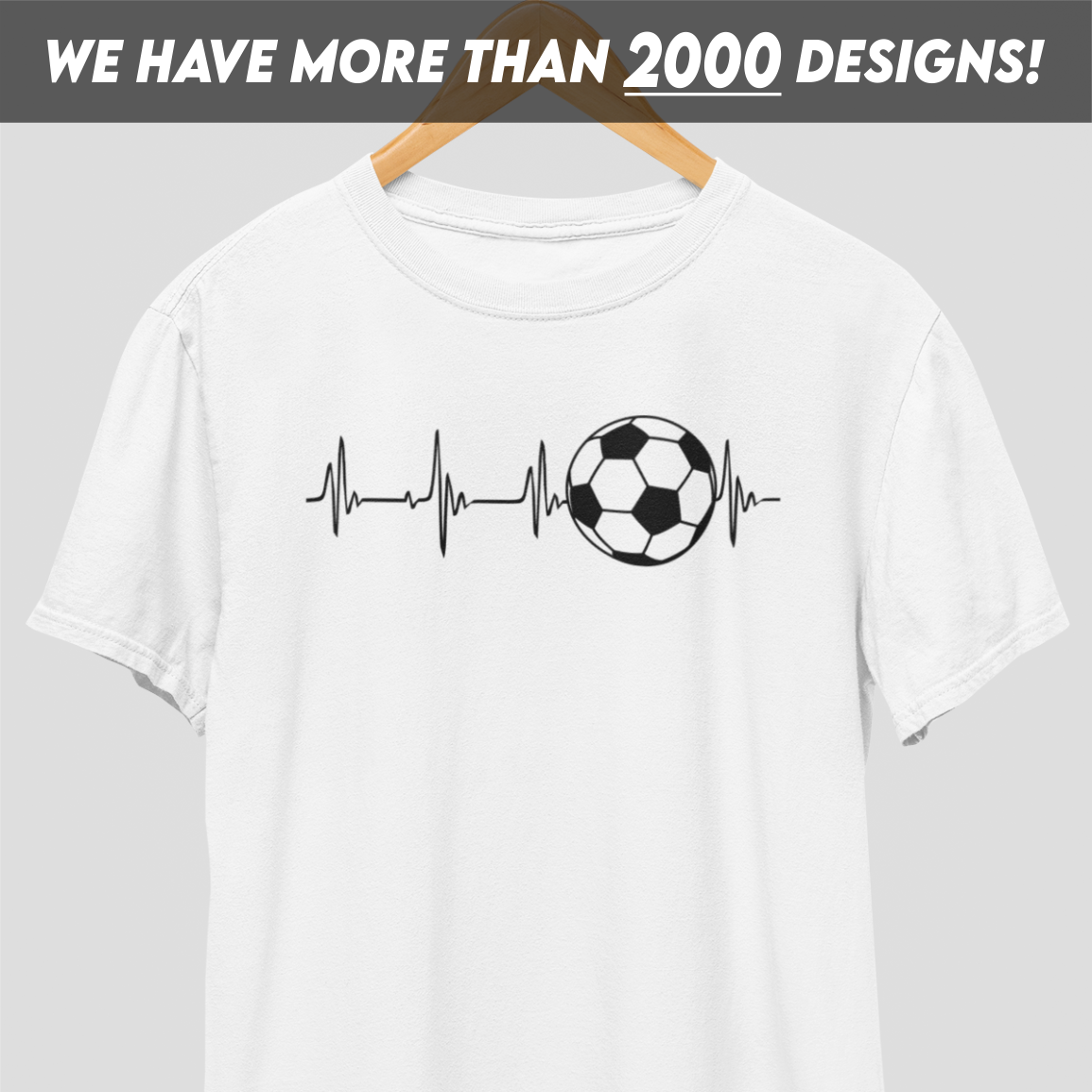 Heartbeat Soccer Black Print T-Shirt