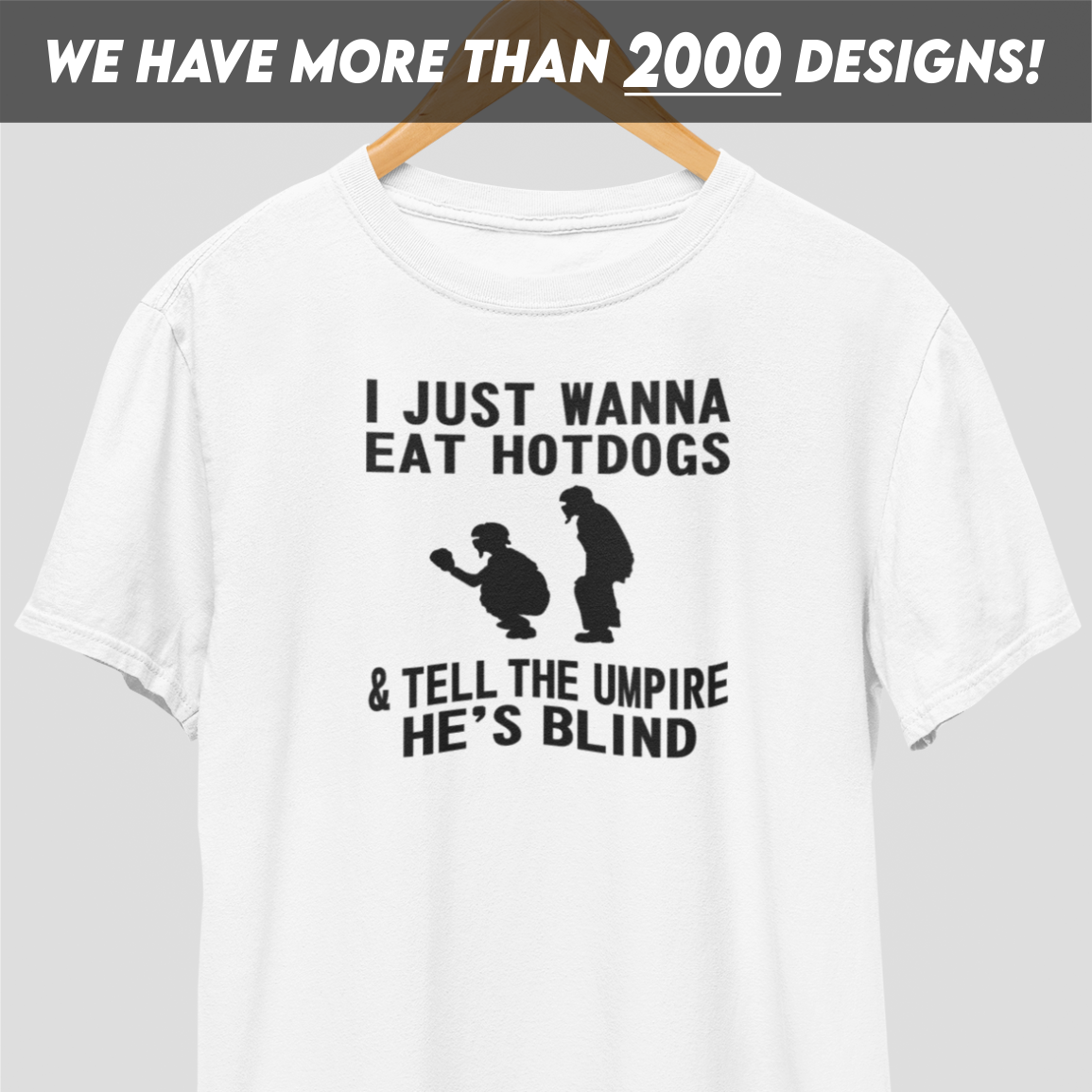 I Just Wanna Eat Hot Dogs Black Print T-Shirt