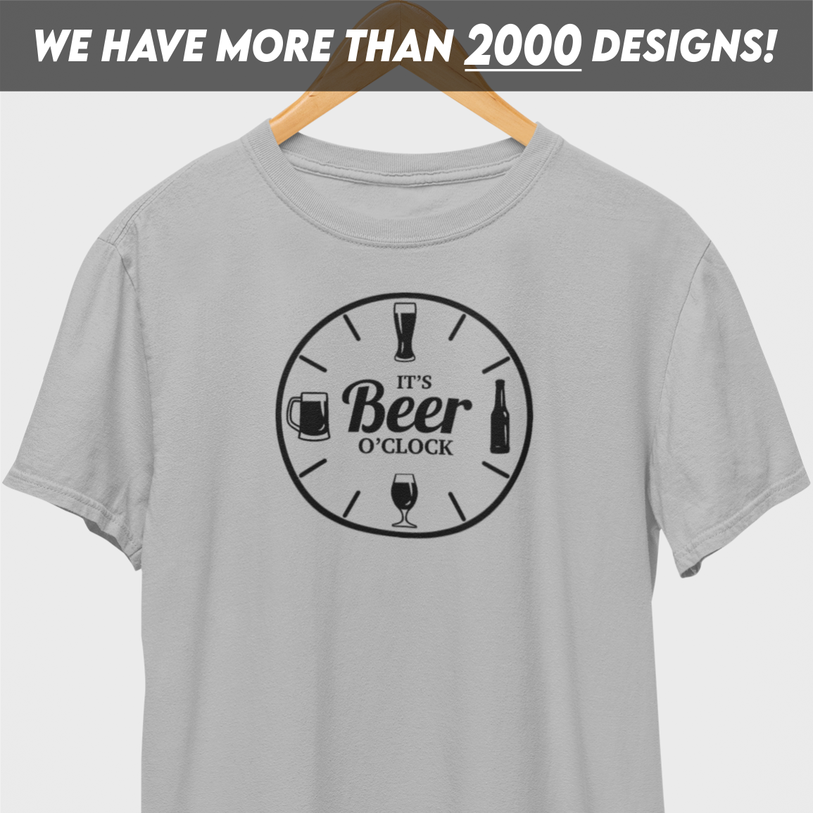 It's Beer O'Clock Black Print T-Shirt