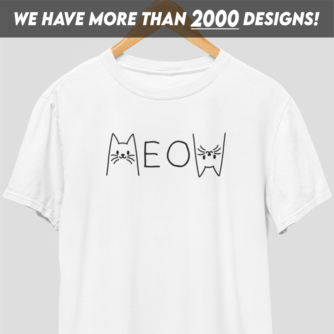 Meow Black Print T-Shirt
