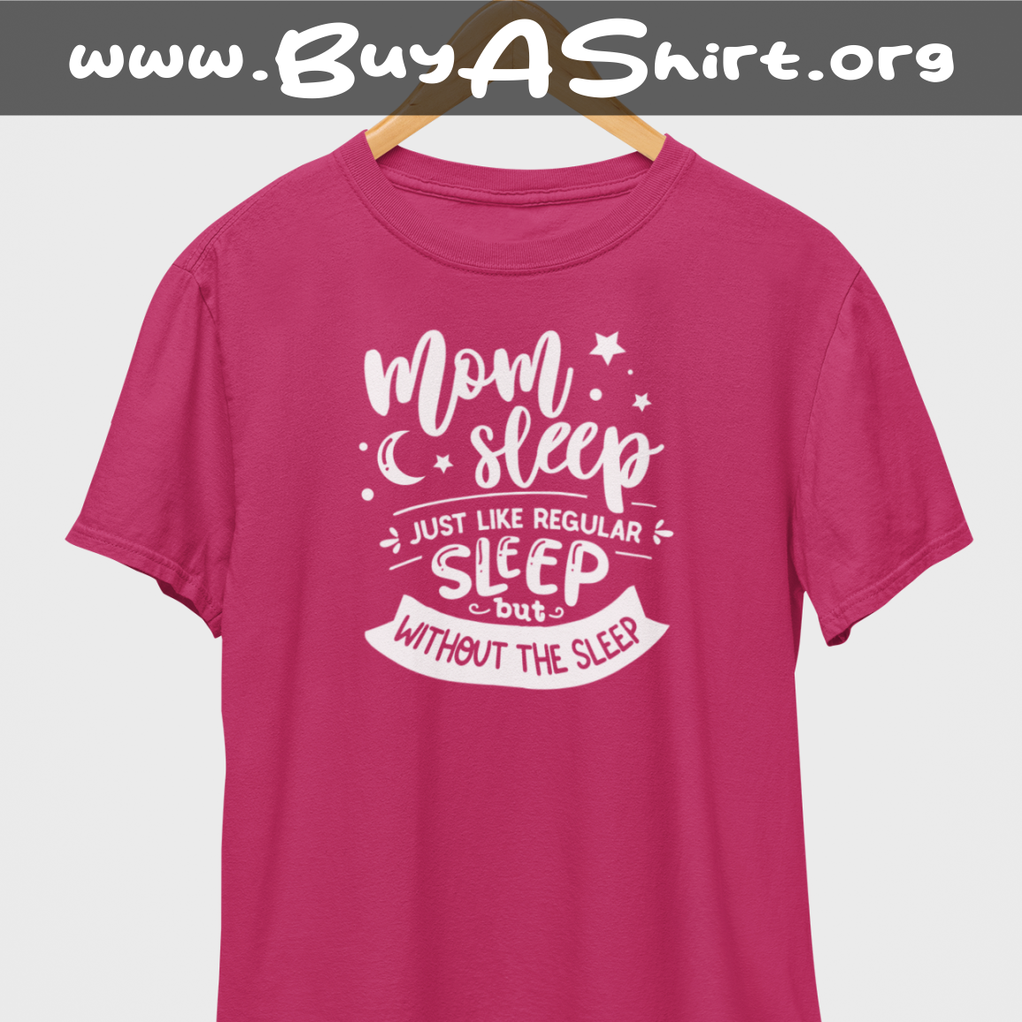 Mom Sleep White Print T-Shirt