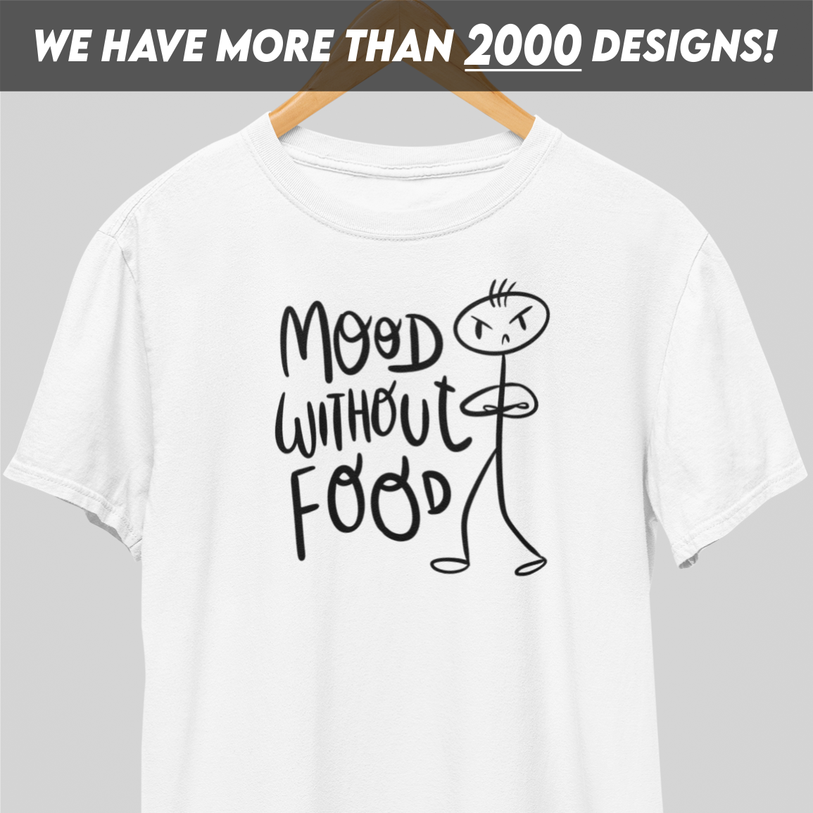 Mood Without Food Black Print T-Shirt