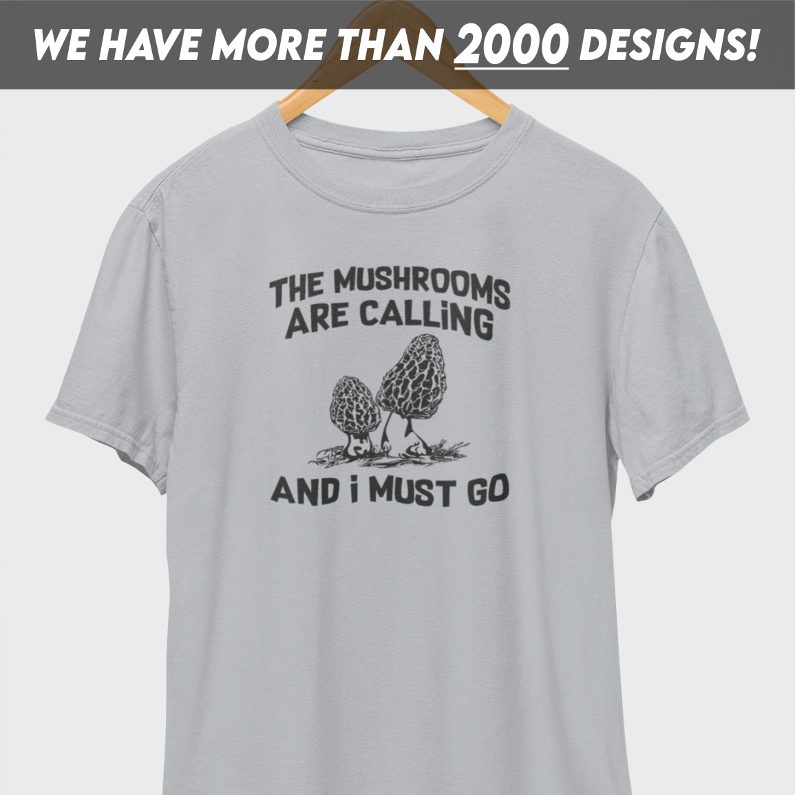 The Mushrooms Are Calling Black Print T-Shirt