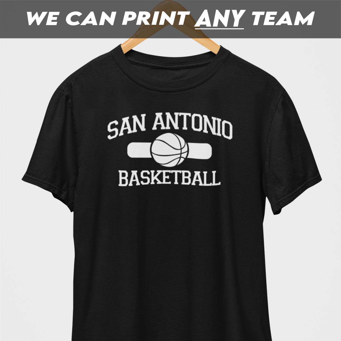 San Antonio Basketball White Print T-Shirt