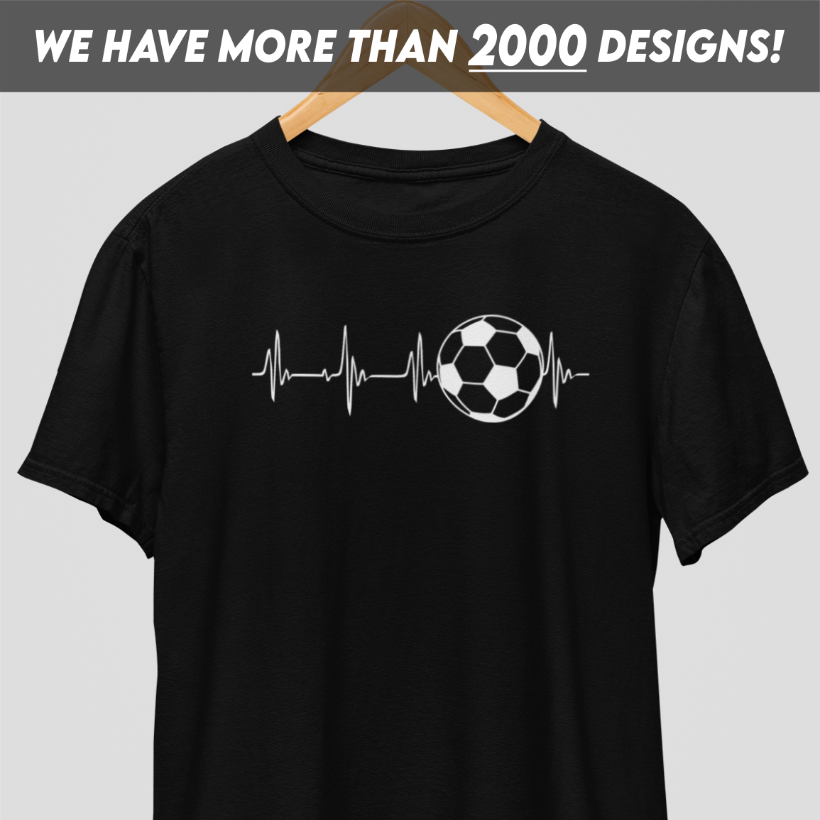 Heartbeat Soccer White Print T-Shirt
