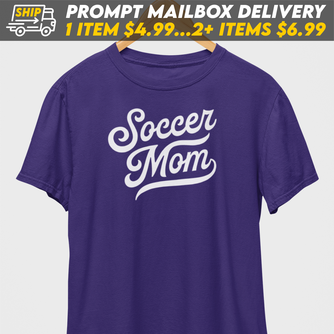 Soccer Mom Script White Print T-Shirt