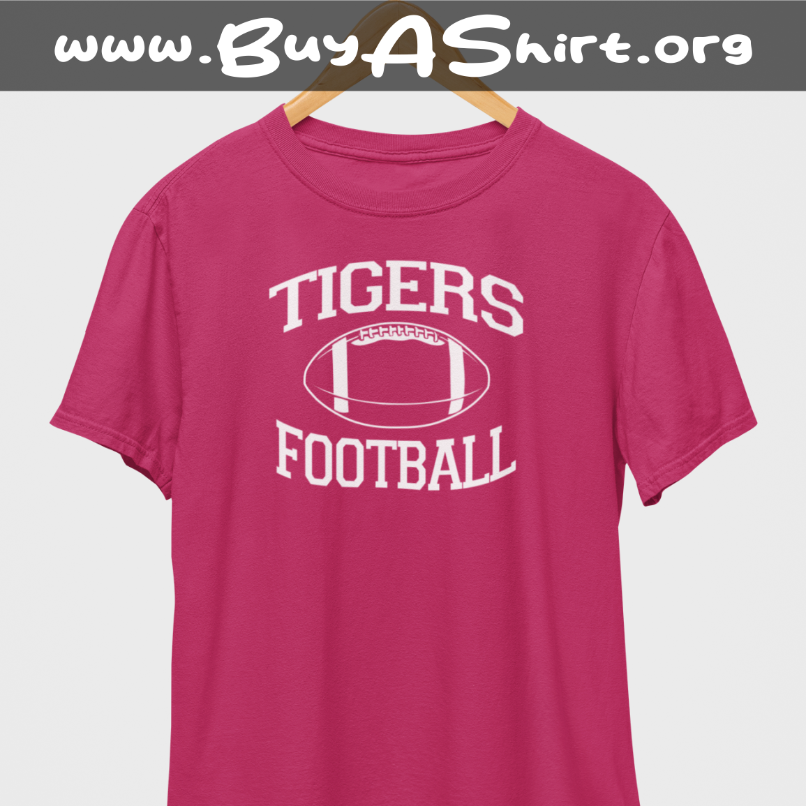 Tigers Football White Print T-Shirt