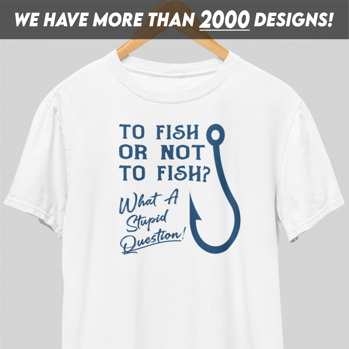 To Fish Or Not To Fish Lue Print T-Shirt
