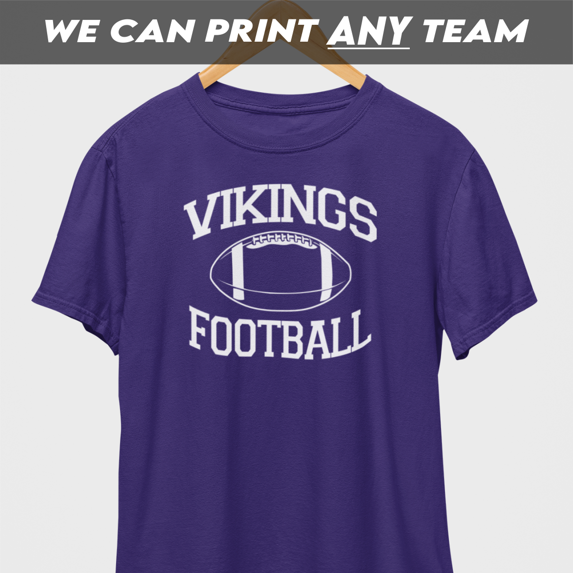 Vikings Football White Print T-Shirt