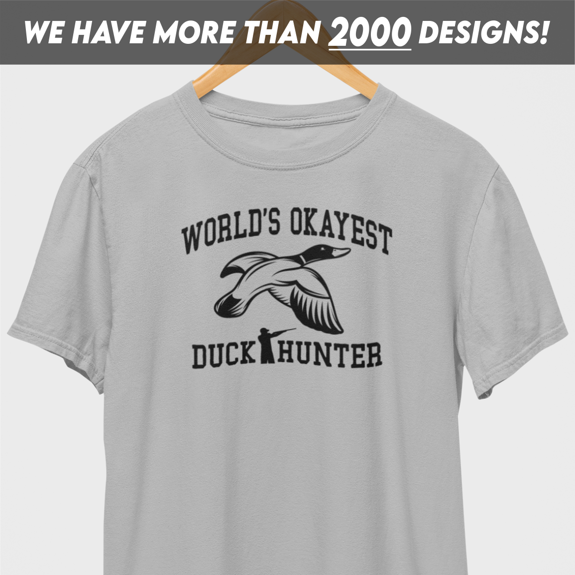 World's Okayest Duck Hunter Black Print T-Shirt